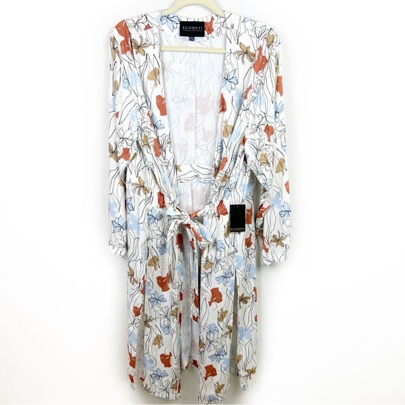 NWT Eloquii Duster cardigan longer length belted with pockets side slits 14/16 - Picture 1 of 16